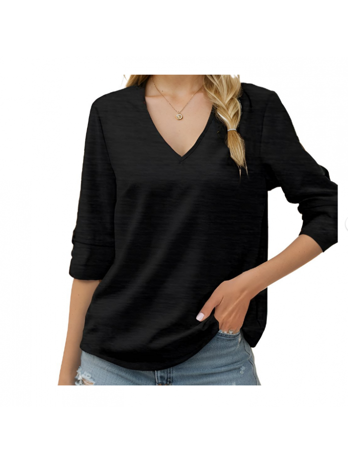EASTHER Workout Tops Womens Sweatshirts V Neck Long Sleeve Shirts Loose Casual Fall Fashion Sweaters S-2XL