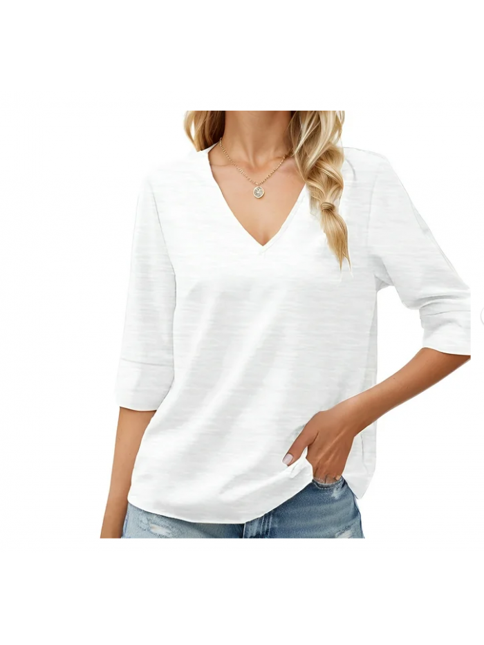 EASTHER Workout Tops Womens Sweatshirts V Neck Long Sleeve Shirts Loose Casual Fall Fashion Sweaters S-2XL