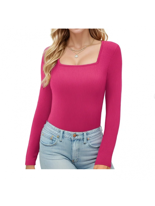EASTHER Womens Long Sleeve Square Neck Tops 2023 F...