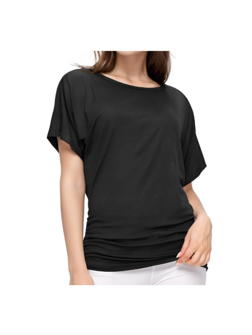 EASTHER Women's Short Sleeve Boat Neck Dolman Top ...