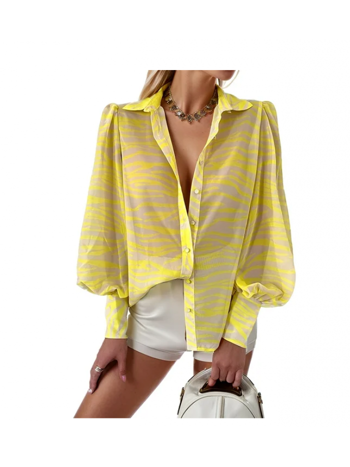 EASTHER Womens Fall Tops Button Down Shirts Print Long Sleeve Blouses for Women Fashion 2023
