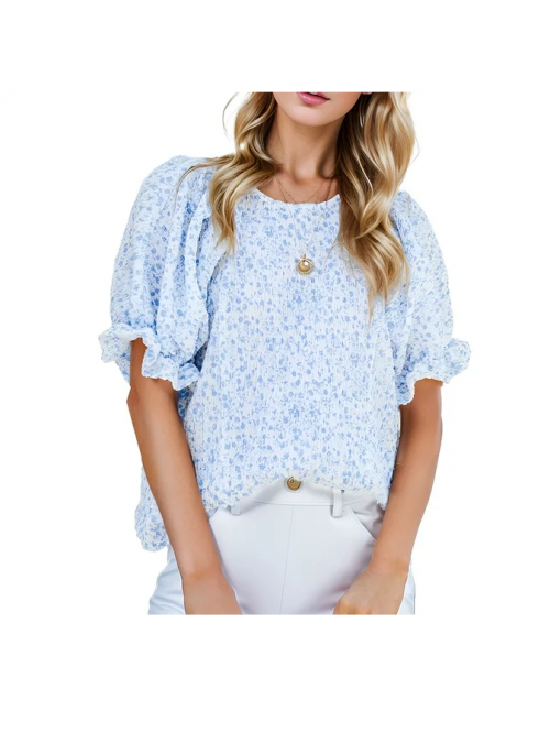 EASTHER Floral Print Blouses for Women Crewneck Sm...