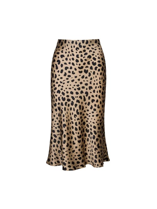 EASTHER Women's Midi Length Skirt Cheetah High Wai...