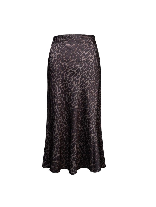 EASTHER Women's Midi Length Skirt Cheetah High Wai...