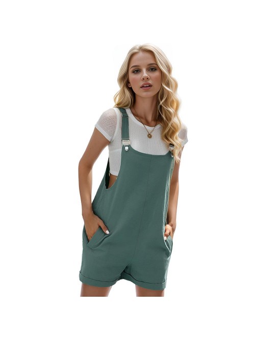 EASTHER Women's Cotton Linen Short Overalls Casual...