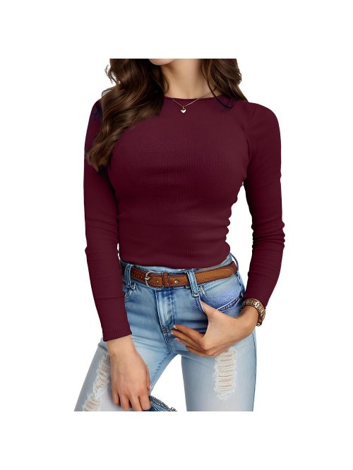 EASTHER Long Sleeve Shirts for Women Basic Fitted ...