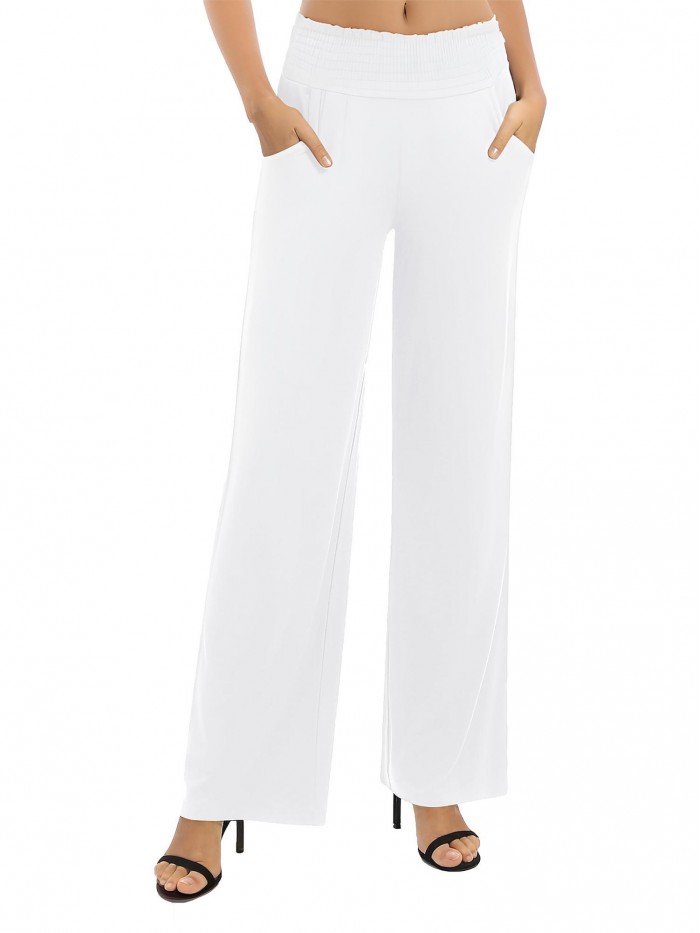 EASTHER Women's Pants Wide Leg Lounge Casual Straight Leg Pants for Women High Waist Stretch Loose Yoga Pants
