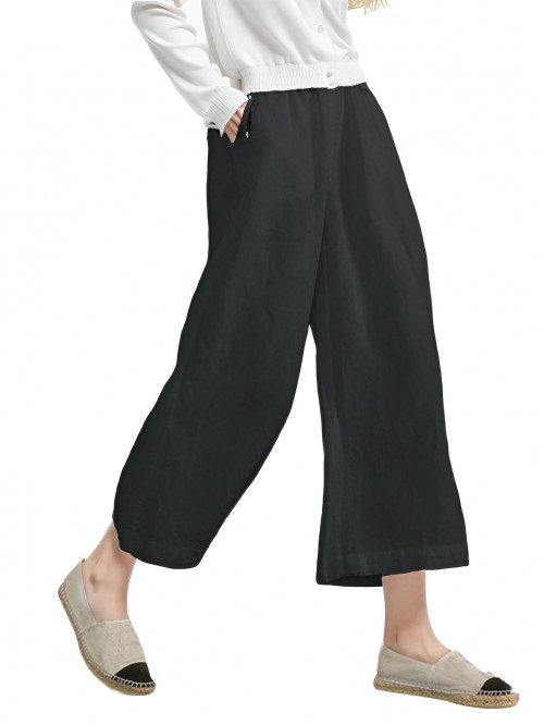 EASTHER Womens Casual Loose Elastic Waist Cotton T...