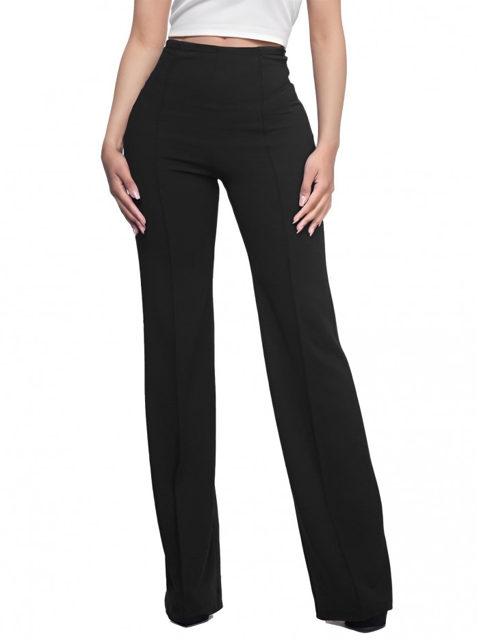 EASTHER Women's High Waist Dress Pants Straight Leg Pants Fahion 2024 High Waisted Button Down Stretchy Work Trousers with Pockets