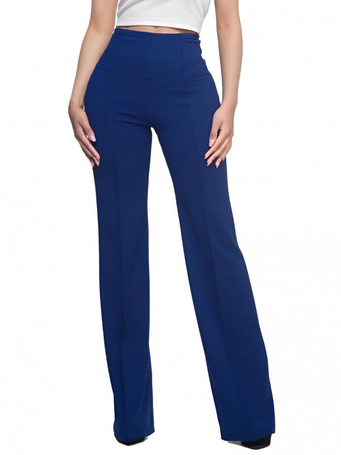EASTHER Women's High Waist Dress Pants Straight Leg Pants Fahion 2024 High Waisted Button Down Stretchy Work Trousers with Pockets