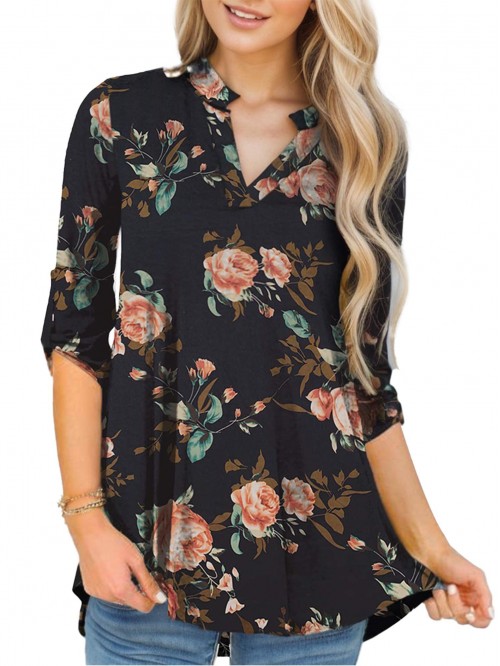 EASTHER 3/4 Sleeve Tops for Women Plus Size V Neck...