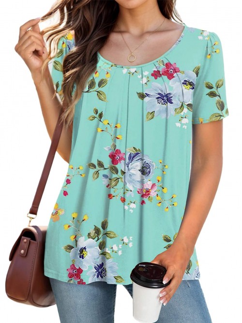 EASTHER Womens Summer Tops Casual Floral Blouses S...