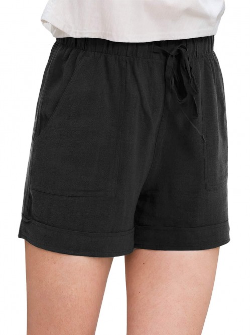 EASTHER Women's Shorts Summer Casual Cotton High W...